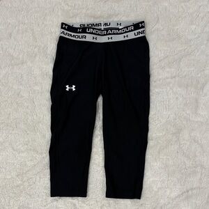 Under Armour Girls Youth Medium Black 3/4 Athletic Leggings